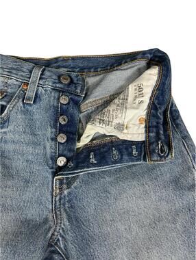 Levi's 501 Skinny Jeans Women 24 Blue Distressed High Rise Button Fly Denim